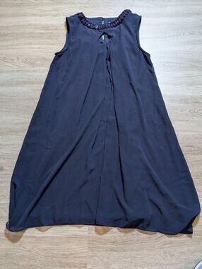SD Collection Womens 12 Navy Embellished Sleeveless Shift Dress Keyhole Cocktail